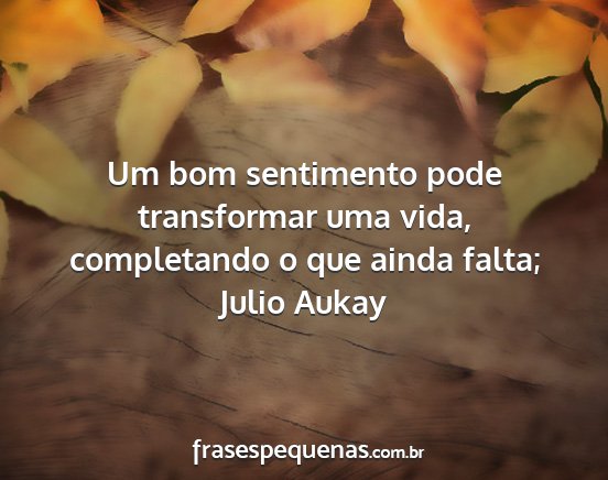 Julio Aukay - Um bom sentimento pode transformar uma vida,...