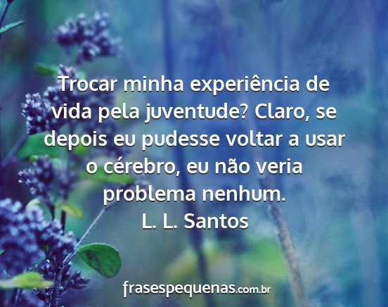 L. L. Santos - Trocar minha experiência de vida pela juventude?...