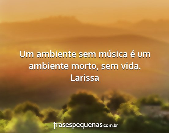 Larissa - Um ambiente sem música é um ambiente morto, sem...