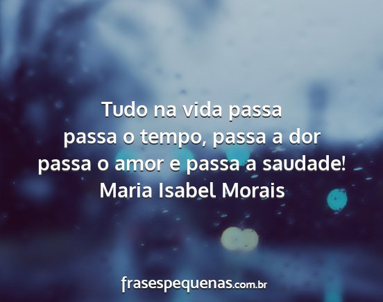 Maria Isabel Morais - Tudo na vida passa passa o tempo, passa a dor...