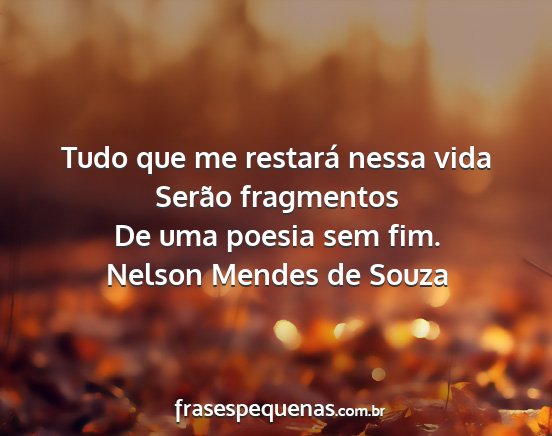 Nelson Mendes de Souza - Tudo que me restará nessa vida Serão fragmentos...