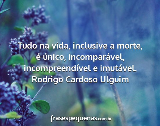 Rodrigo Cardoso Ulguim - Tudo na vida, inclusive a morte, é único,...