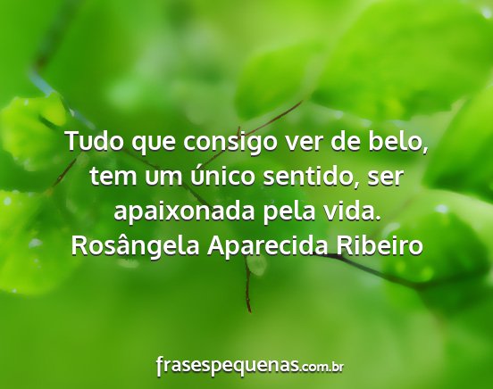 Rosângela Aparecida Ribeiro - Tudo que consigo ver de belo, tem um único...