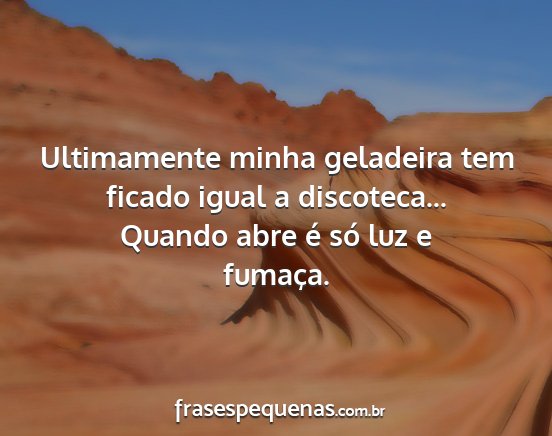 Ultimamente minha geladeira tem ficado igual a...