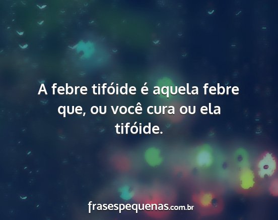 A febre tifóide é aquela febre que, ou você...