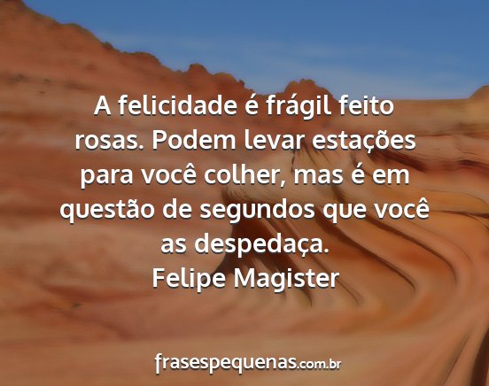 Felipe Magister - A felicidade é frágil feito rosas. Podem levar...
