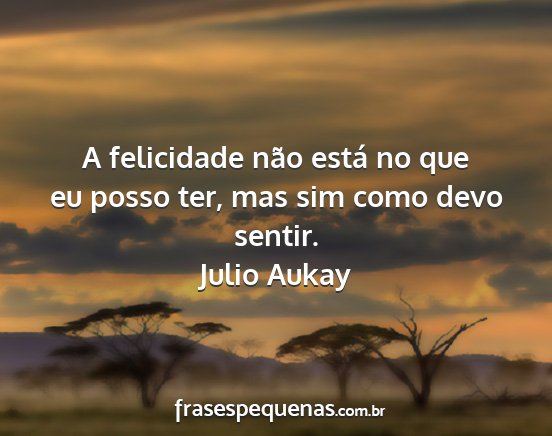 Julio Aukay - A felicidade não está no que eu posso ter, mas...