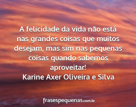 Karine Axer Oliveira e Silva - A felicidade da vida não está nas grandes...