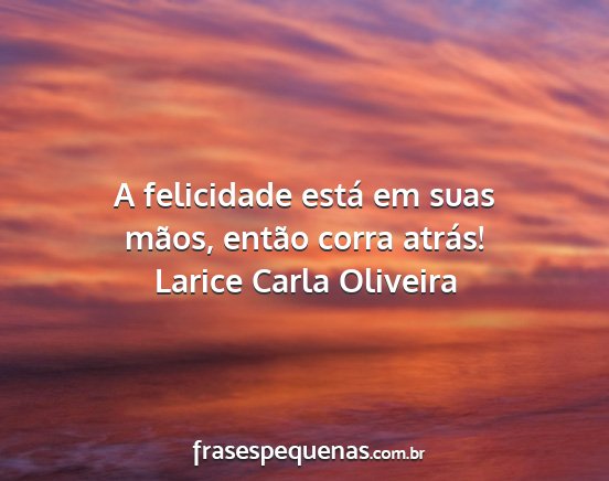 Larice Carla Oliveira - A felicidade está em suas mãos, então corra...