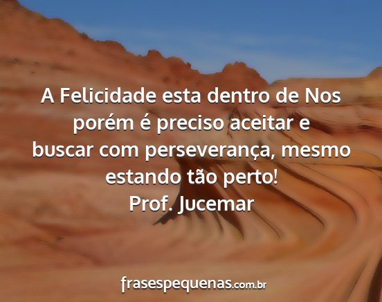Prof. Jucemar - A Felicidade esta dentro de Nos porém é preciso...