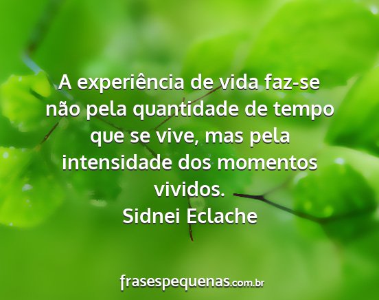Sidnei Eclache - A experiência de vida faz-se não pela...
