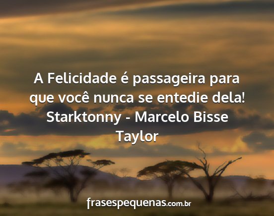 Starktonny - Marcelo Bisse Taylor - A Felicidade é passageira para que você nunca...