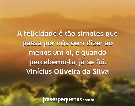 Vinícius Oliveira da Silva - A felicidade é tão simples que passa por nós...