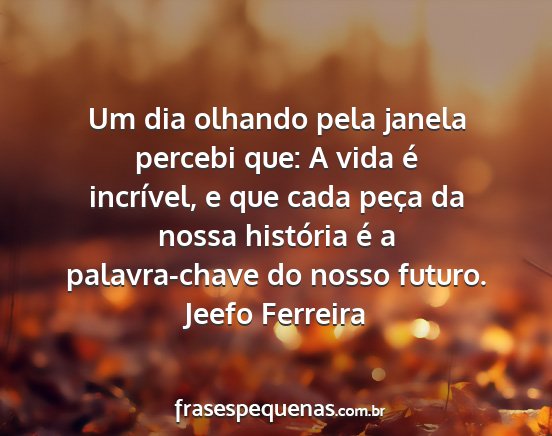 Jeefo Ferreira - Um dia olhando pela janela percebi que: A vida é...