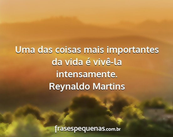 Reynaldo Martins - Uma das coisas mais importantes da vida é...