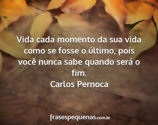 Carlos Pernoca - Vida cada momento da sua vida como se fosse o...