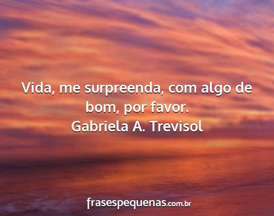 Gabriela A. Trevisol - Vida, me surpreenda, com algo de bom, por favor....