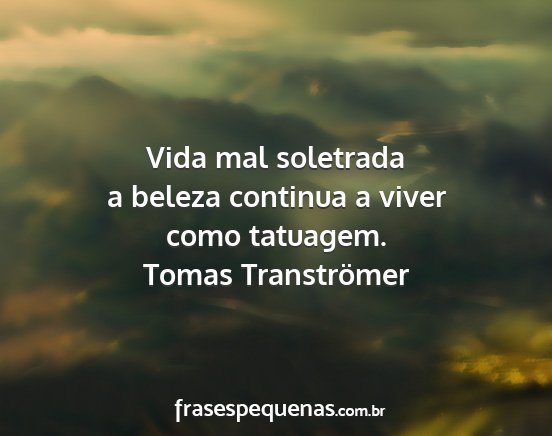 Tomas Tranströmer - Vida mal soletrada a beleza continua a viver como...