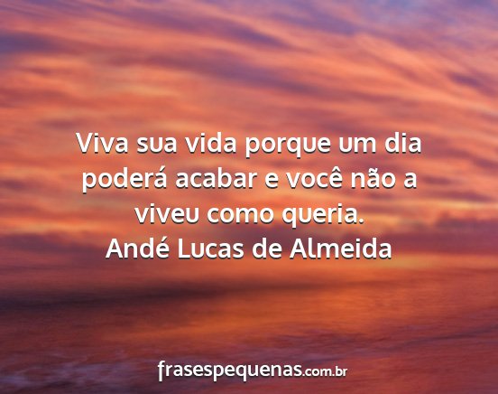 Andé Lucas de Almeida - Viva sua vida porque um dia poderá acabar e...