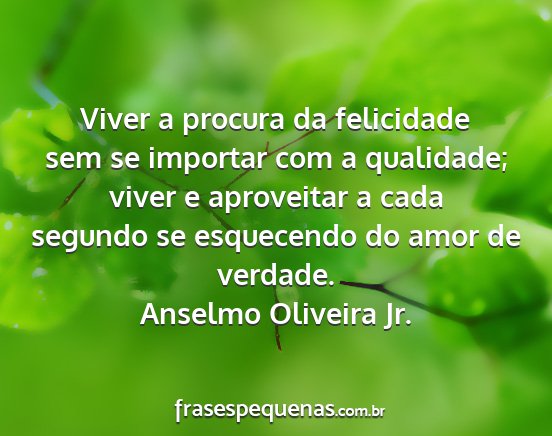 Anselmo Oliveira Jr. - Viver a procura da felicidade sem se importar com...