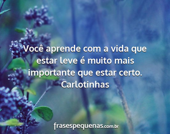 Carlotinhas - Você aprende com a vida que estar leve é muito...