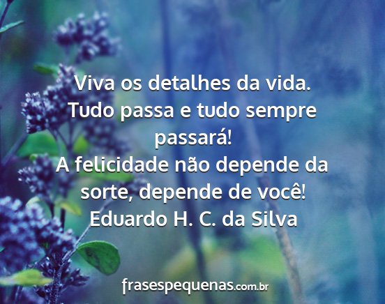 Eduardo H. C. da Silva - Viva os detalhes da vida. Tudo passa e tudo...