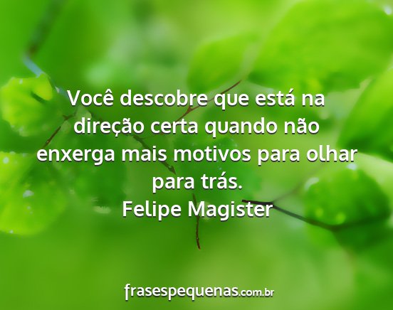 Felipe Magister - Você descobre que está na direção certa...