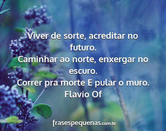 Flavio Of - Viver de sorte, acreditar no futuro. Caminhar ao...