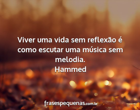 Hammed - Viver uma vida sem reflexão é como escutar uma...
