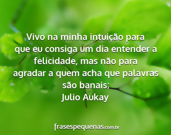 Julio Aukay - Vivo na minha intuição para que eu consiga um...