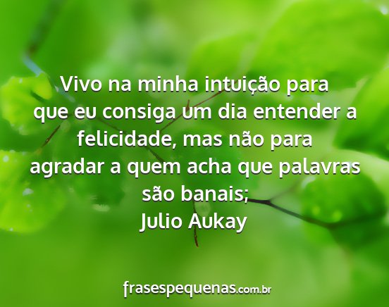 Julio Aukay - Vivo na minha intuição para que eu consiga um...