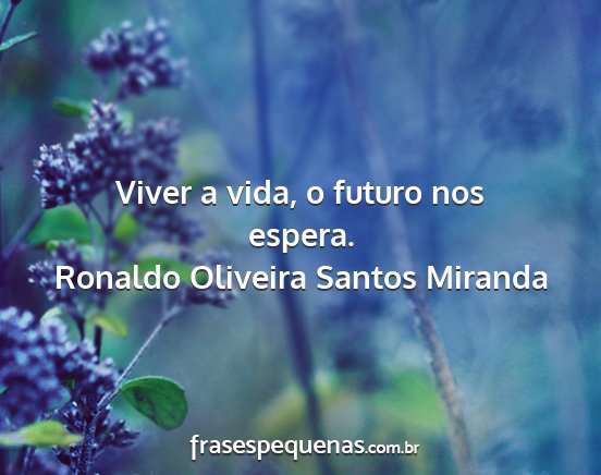 Ronaldo Oliveira Santos Miranda - Viver a vida, o futuro nos espera....
