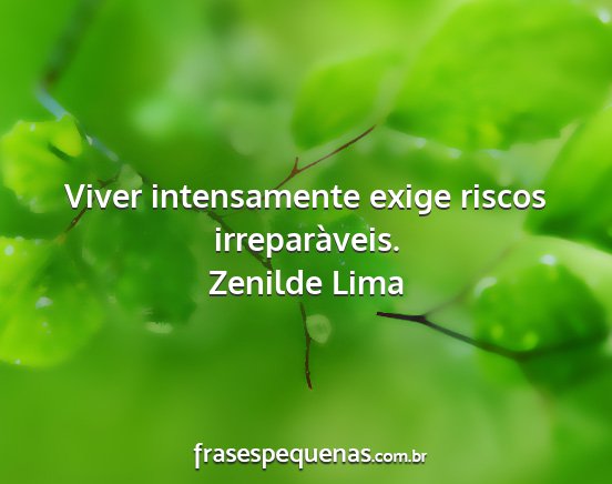 Zenilde Lima - Viver intensamente exige riscos irreparàveis....