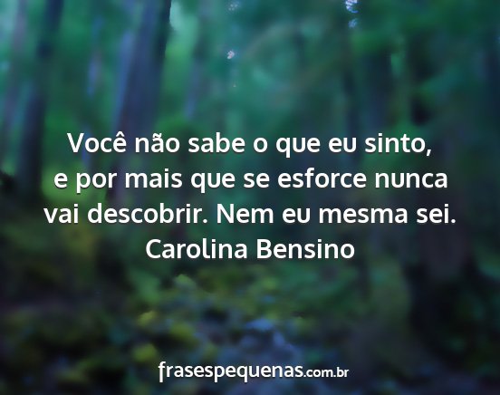 Carolina Bensino - Você não sabe o que eu sinto, e por mais que se...