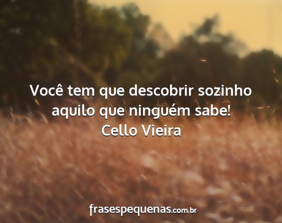 Cello Vieira - Você tem que descobrir sozinho aquilo que...