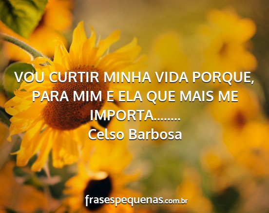 Celso Barbosa - VOU CURTIR MINHA VIDA PORQUE, PARA MIM E ELA QUE...