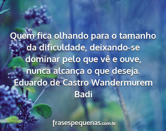 Eduardo de Castro Wandermurem Badi - Quem fica olhando para o tamanho da dificuldade,...