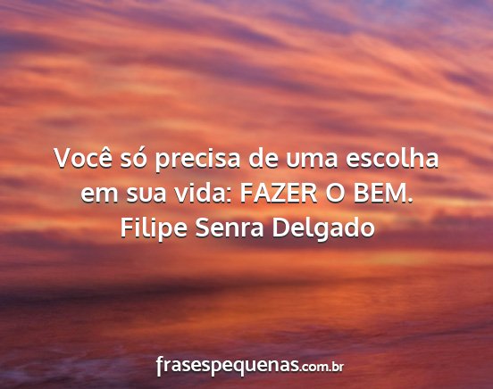 Filipe Senra Delgado - Você só precisa de uma escolha em sua vida:...