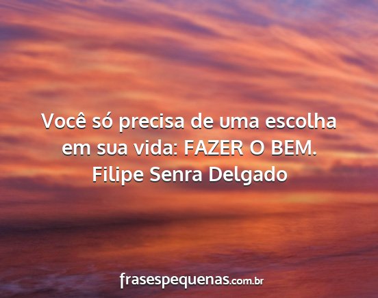 Filipe Senra Delgado - Você só precisa de uma escolha em sua vida:...