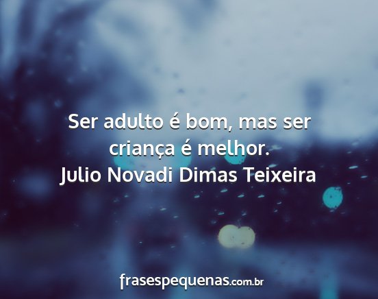 Julio Novadi Dimas Teixeira - Ser adulto é bom, mas ser criança é melhor....
