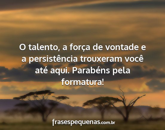 O talento, a força de vontade e a persistência...