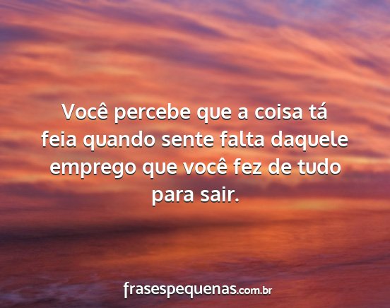 Você percebe que a coisa tá feia quando sente...