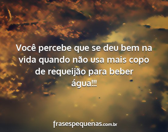 Você percebe que se deu bem na vida quando não...