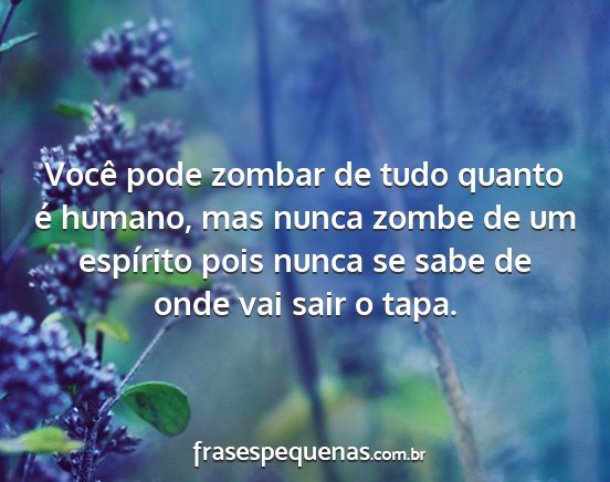 Você pode zombar de tudo quanto é humano, mas...