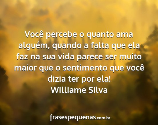Williame Silva - Você percebe o quanto ama alguém, quando a...