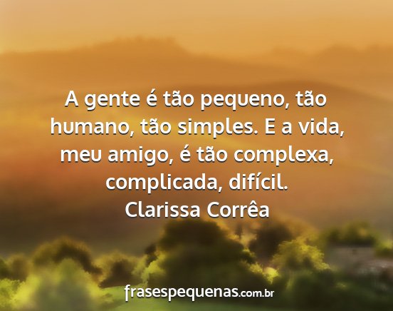 Clarissa Corrêa - A gente é tão pequeno, tão humano, tão...