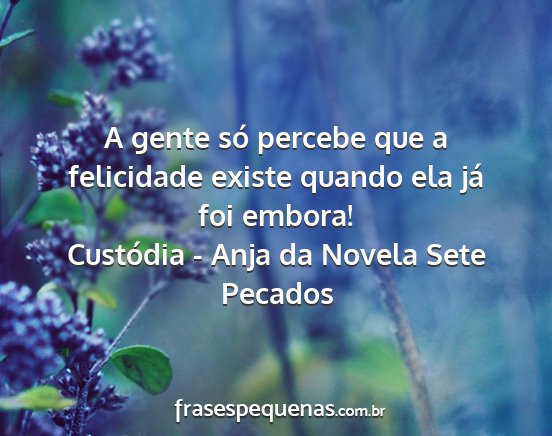 Custódia - Anja da Novela Sete Pecados - A gente só percebe que a felicidade existe...