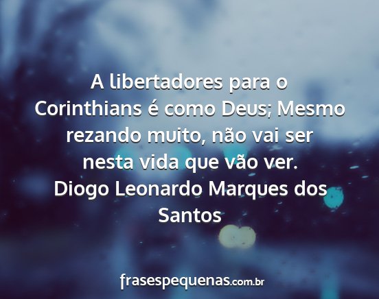 Diogo Leonardo Marques dos Santos - A libertadores para o Corinthians é como Deus;...