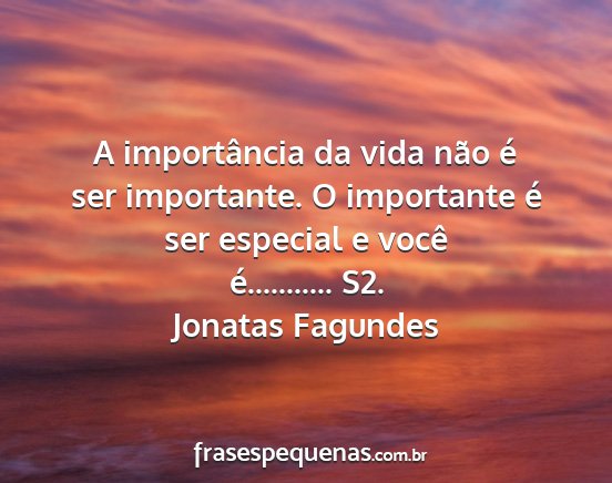 Jonatas Fagundes - A importância da vida não é ser importante. O...