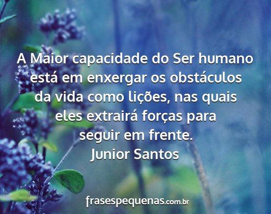 Junior Santos - A Maior capacidade do Ser humano está em...
